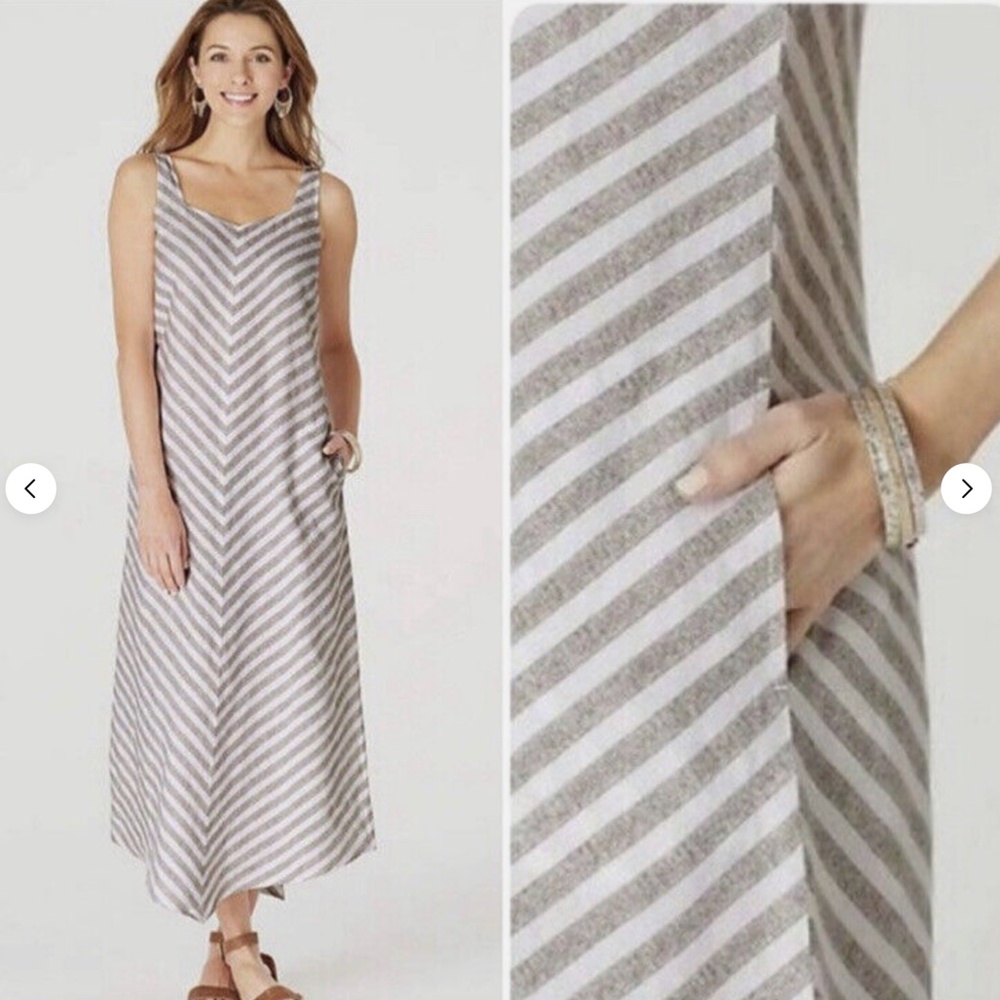 J Jill Linen Maxi Dress Womens XS Travel Minimalist Coastal Resort Vacation